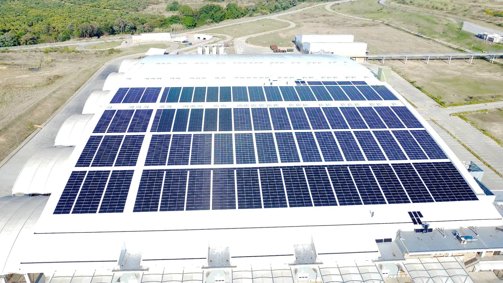 Rooftop array from the side